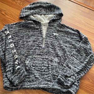 Victoria secret pink rare soft half zip hoodie pullover size medium gray